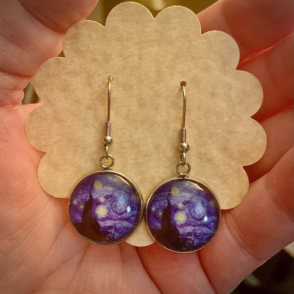 Van Gogh Starry Night Earrings - Picture 2 of 2